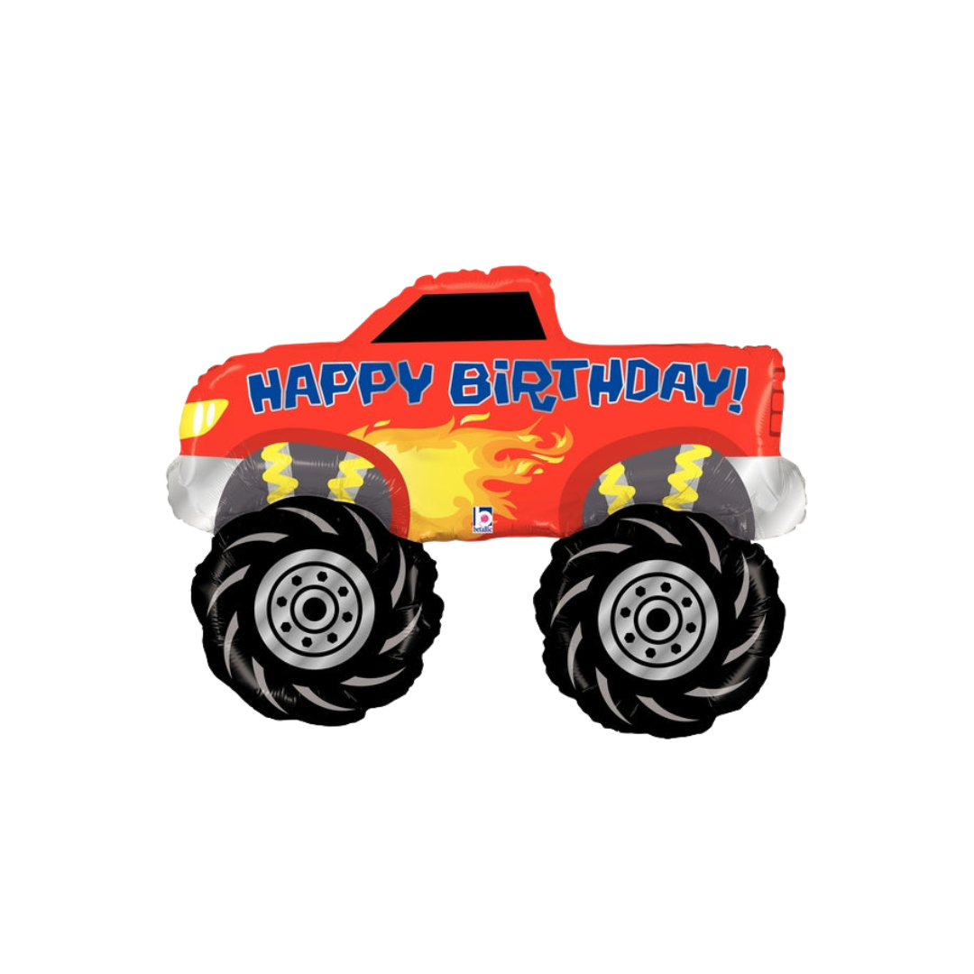 Red Happy Birthday Monster Truck Foil Balloon, Giant