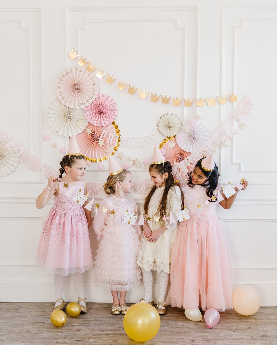 Rose Gold Princess Party Fans Backdrop