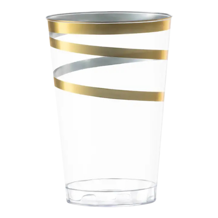 Clear with Gold Swirl Plastic Tumblers