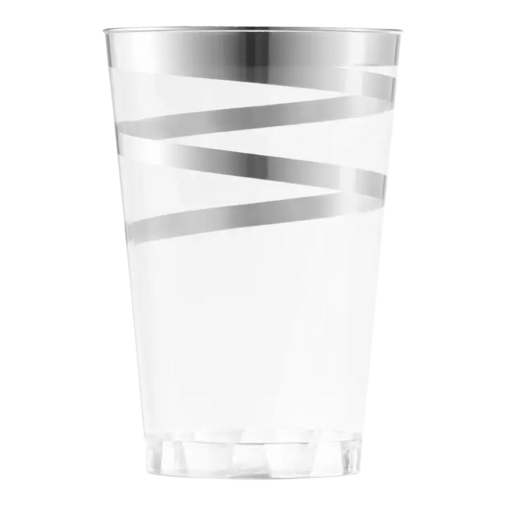 Clear with Silver Swirl Plastic Tumblers