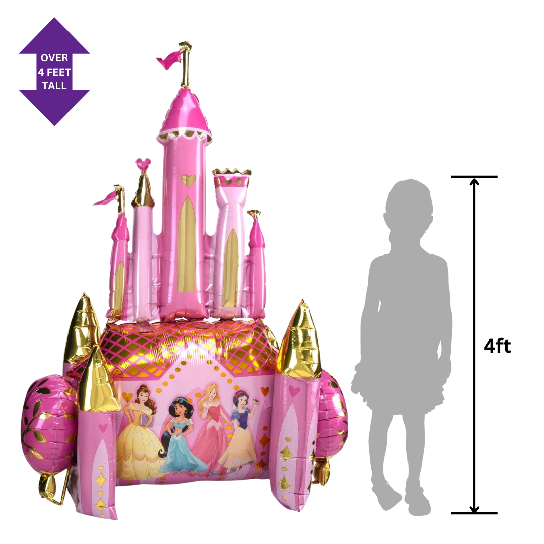 Life-Size Princess Castle Foil Balloon, 55 in - Belle, Jasmine, Aurora, Snow White