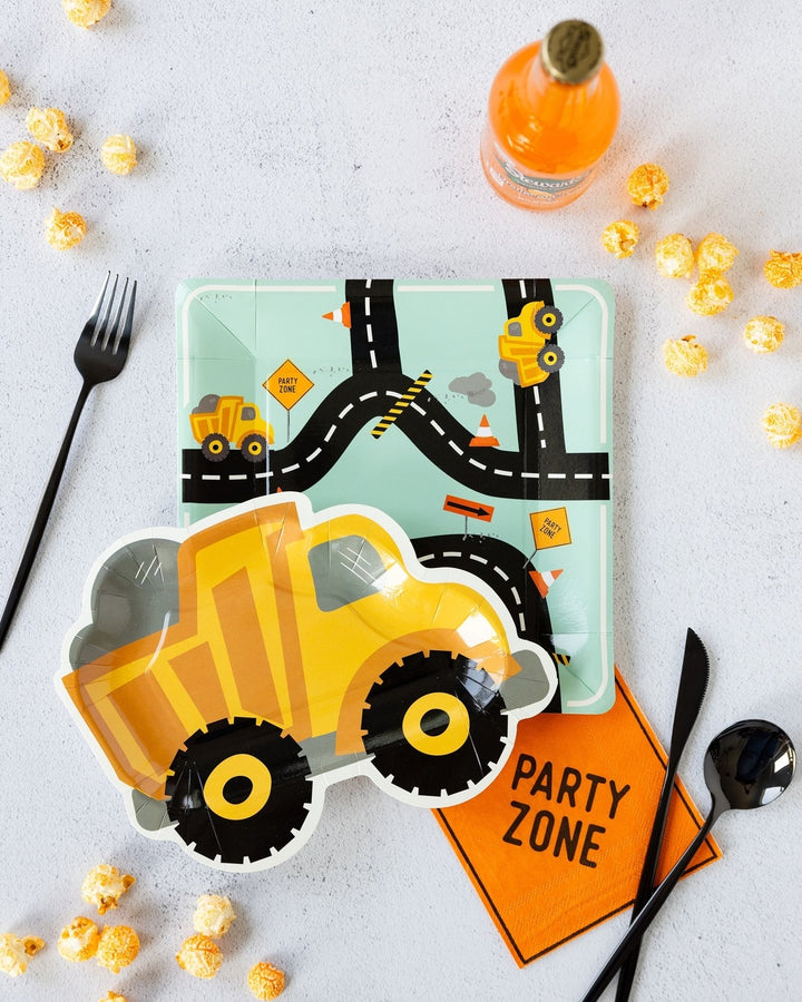 Yellow Construction Dump Truck Shaped Plate