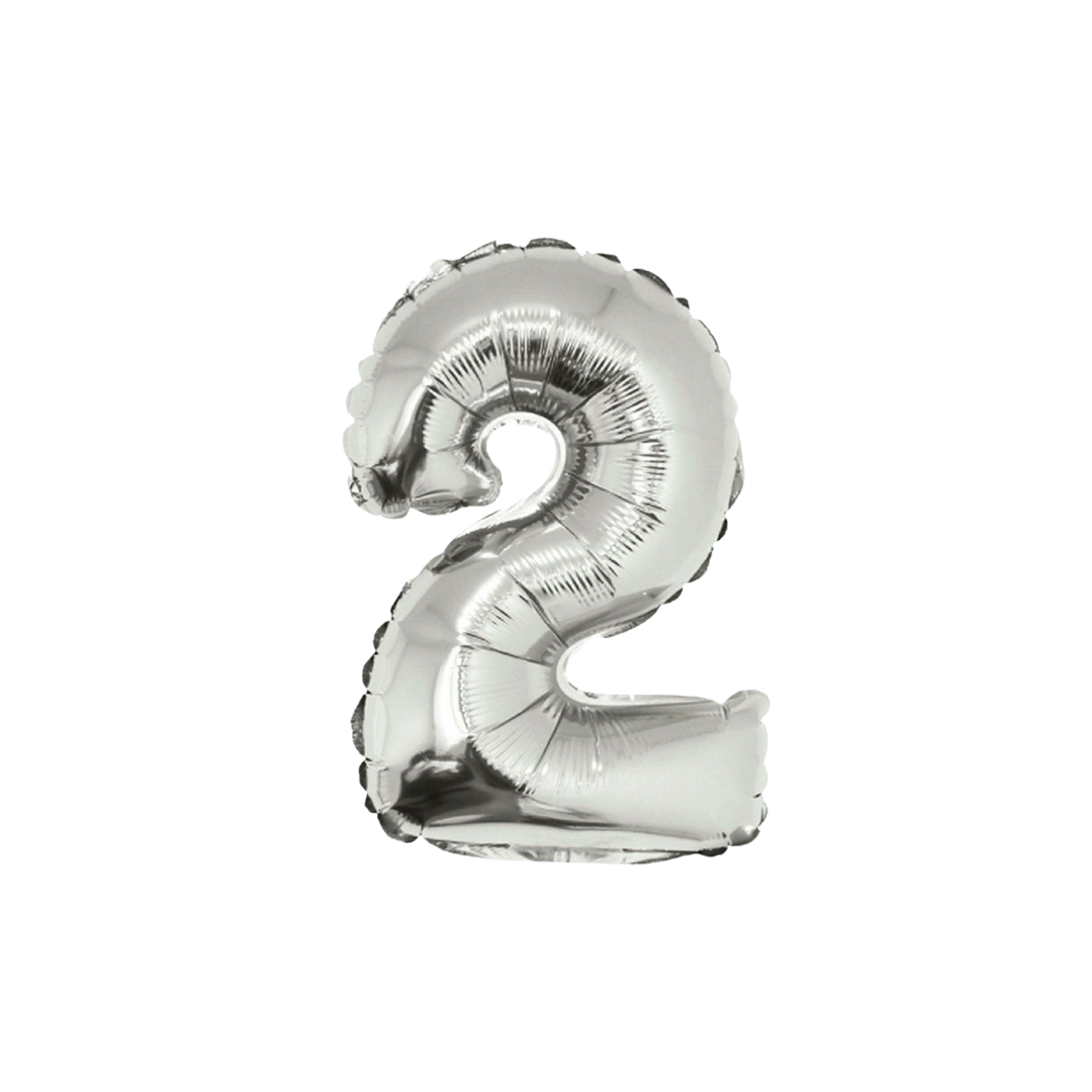 Silver Number 0 - 9 Foil Balloon, 34 in