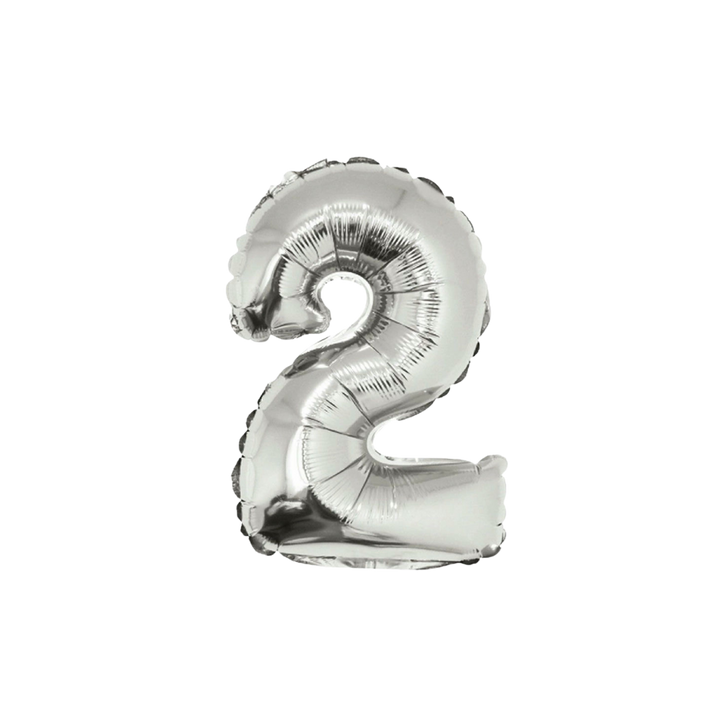 Silver Number 0 - 9 Foil Balloon, 34 in