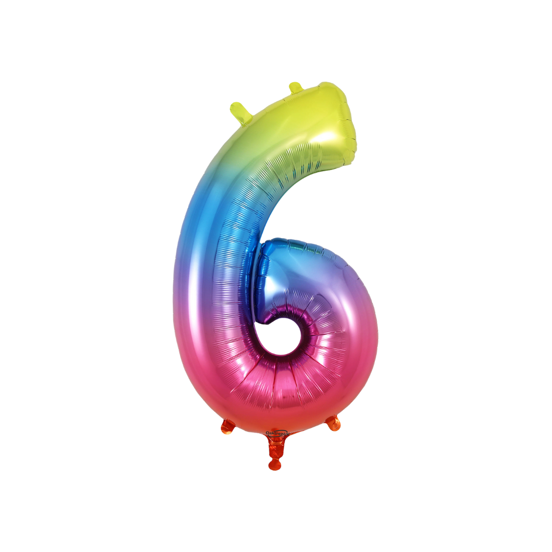 Rainbow Number 0 - 9 Foil Balloon, 34 in