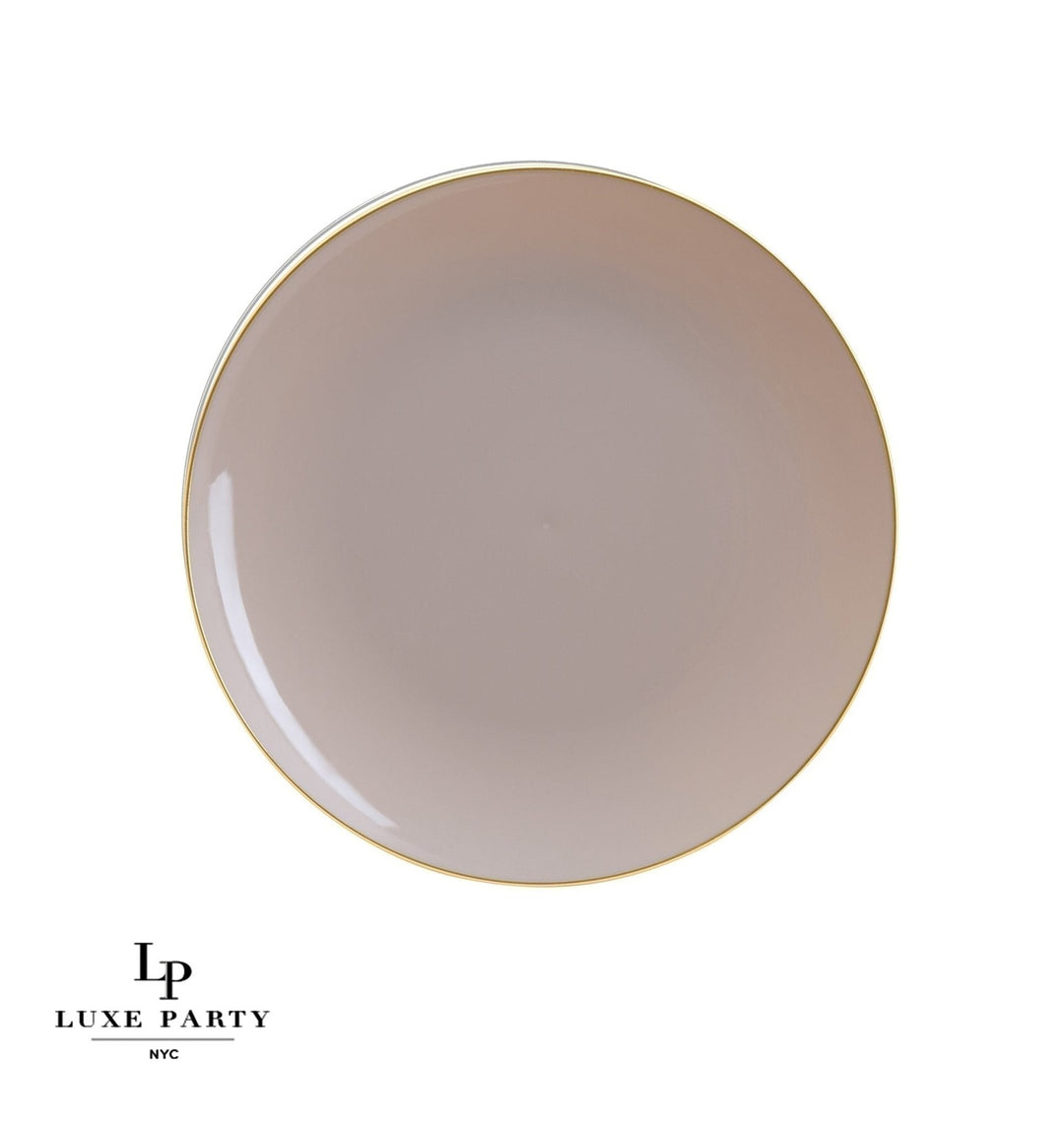 Linen Gold Rimmed Plastic Plates - 2 Sizes