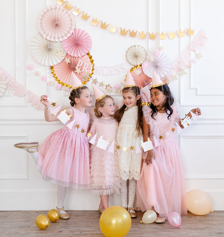 Rose Gold Princess Party Fans Backdrop