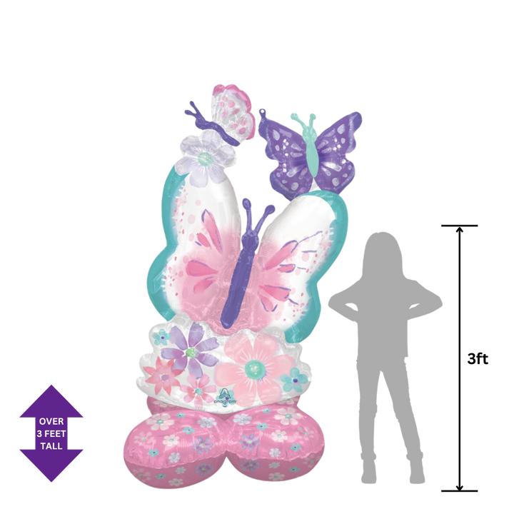 Life-Size Pink Flutters Butterfly Foil Balloon, Giant