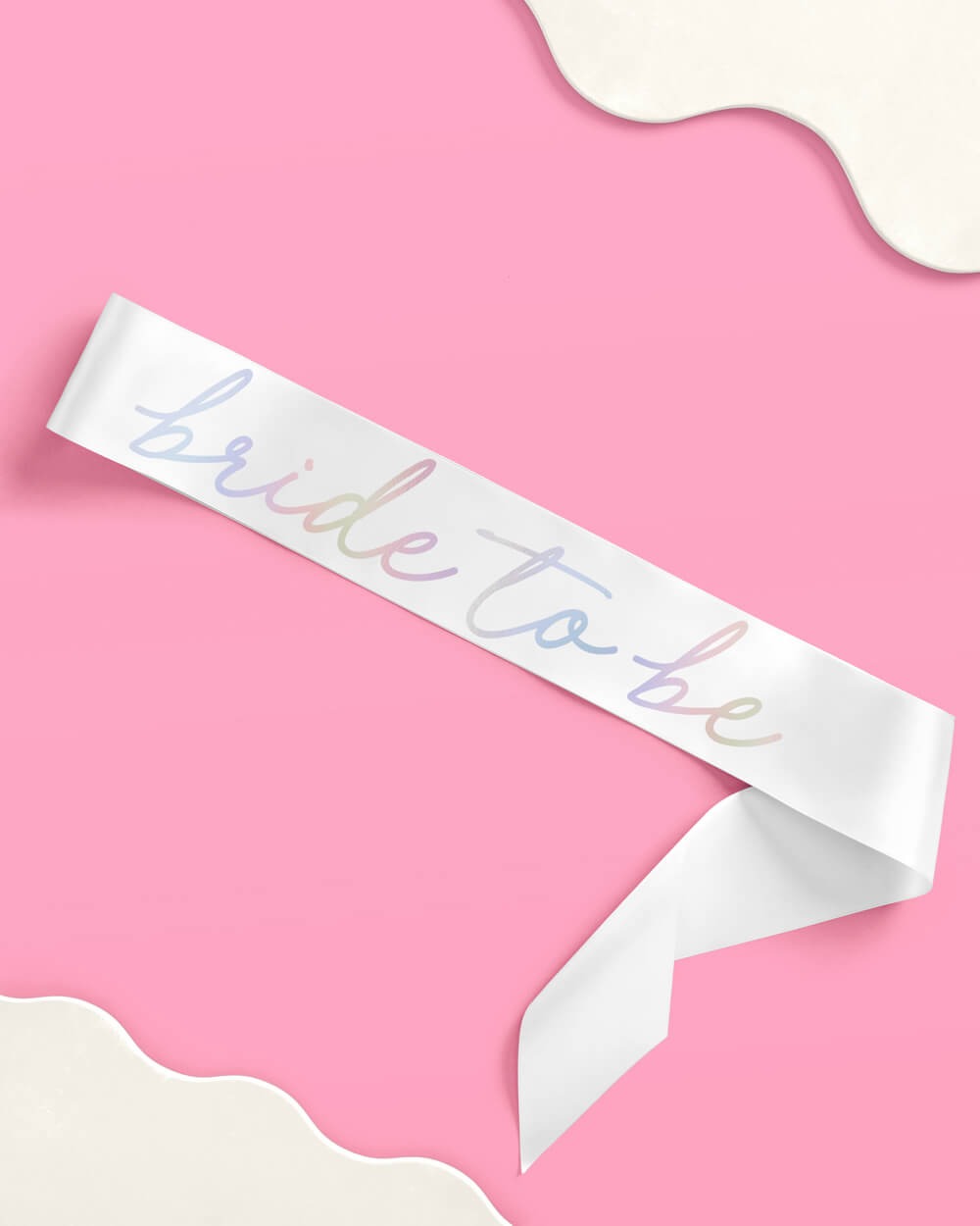 Bride to Be Iridescent White Bachelorette Party Sash