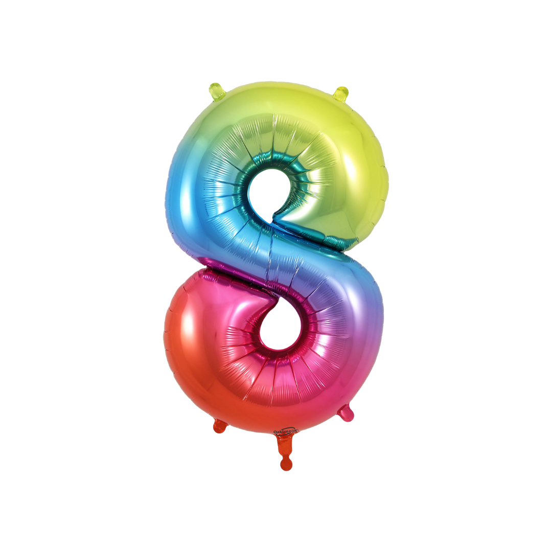 Rainbow Number 0 - 9 Foil Balloon, 34 in