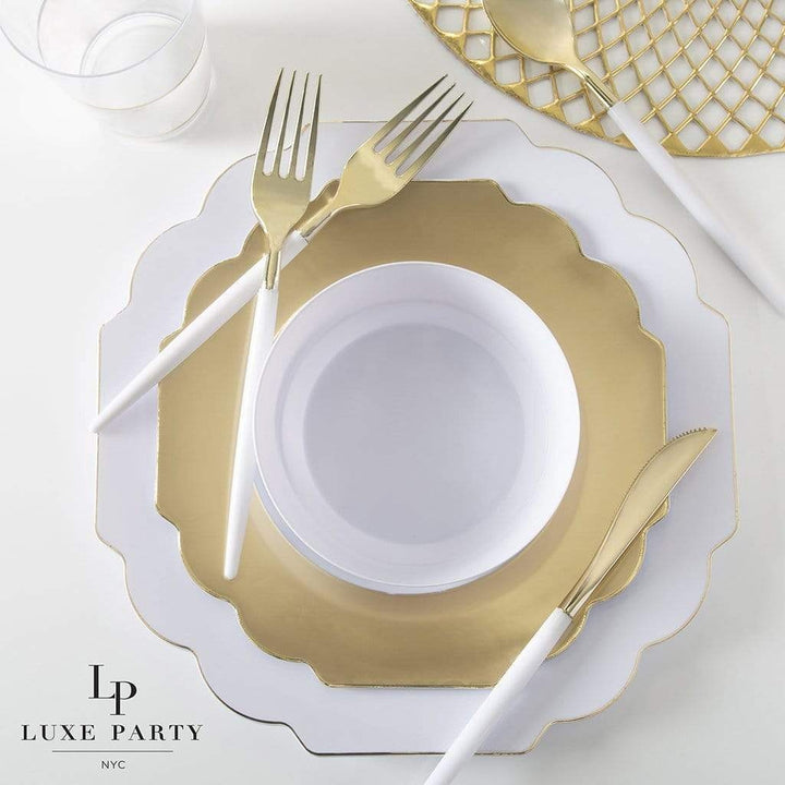 Gold Scalloped Gold Rimmed Plastic Plates - 2 Sizes