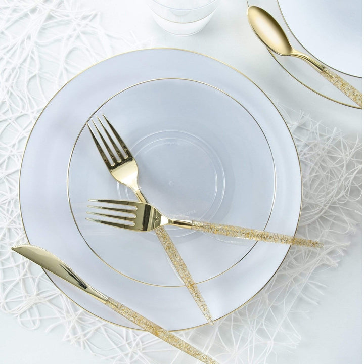 Clear Gold Rimmed Plastic Plates - 2 Sizes