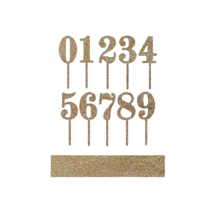 Acrylic Number Cake Toppers, Gold 6