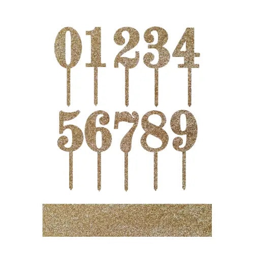 Gold Acrylic Number Cake Toppers, 0-9