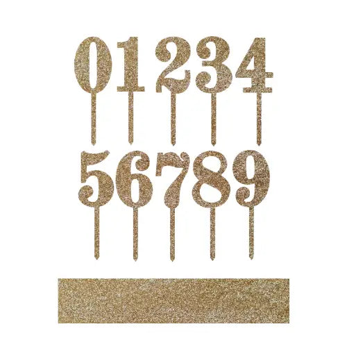 Acrylic Number Cake Toppers, Gold 0