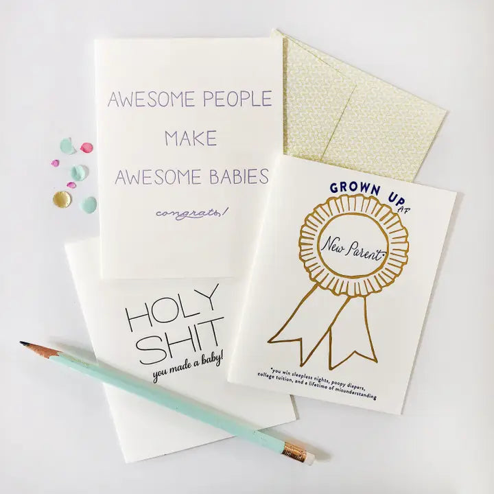 Awesome Babies - Letterpress New Baby Parents Congrats Card