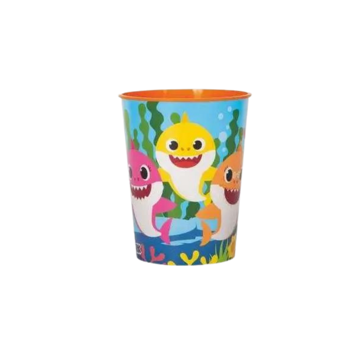 Blue and Orange Baby Shark Plastic Cup