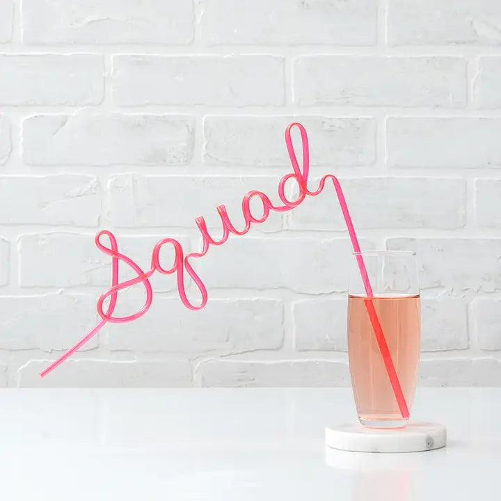 Pink "Squad" Bachelorette Party Silly Straws