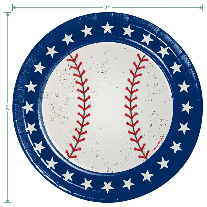 Blue and White Baseball Small Appetizer Dessert Plates