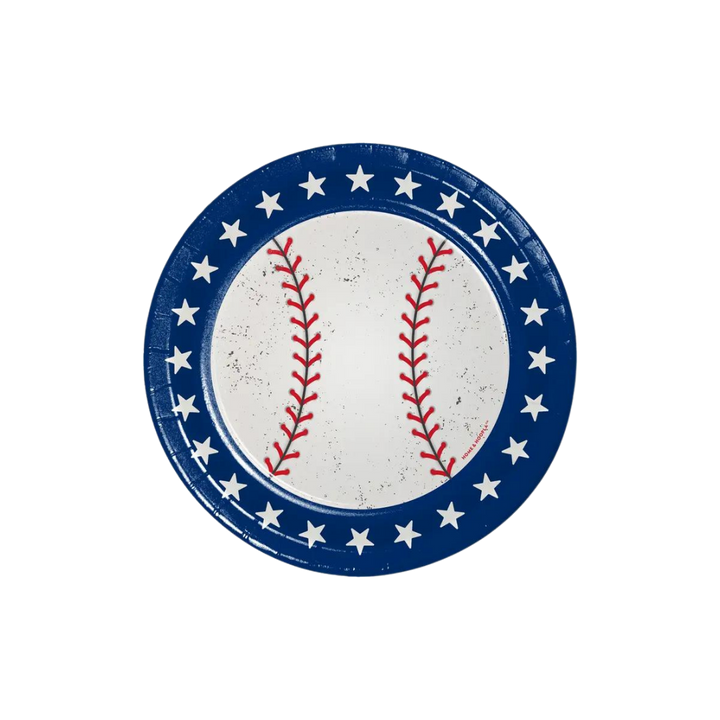 Blue and White Baseball Small Appetizer Dessert Plates