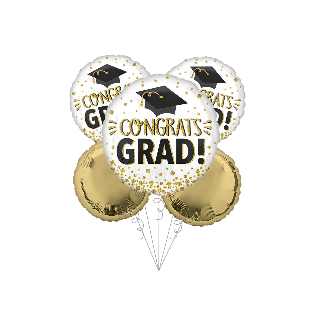 Gold Glitter Congrats Grad Balloon Bundle