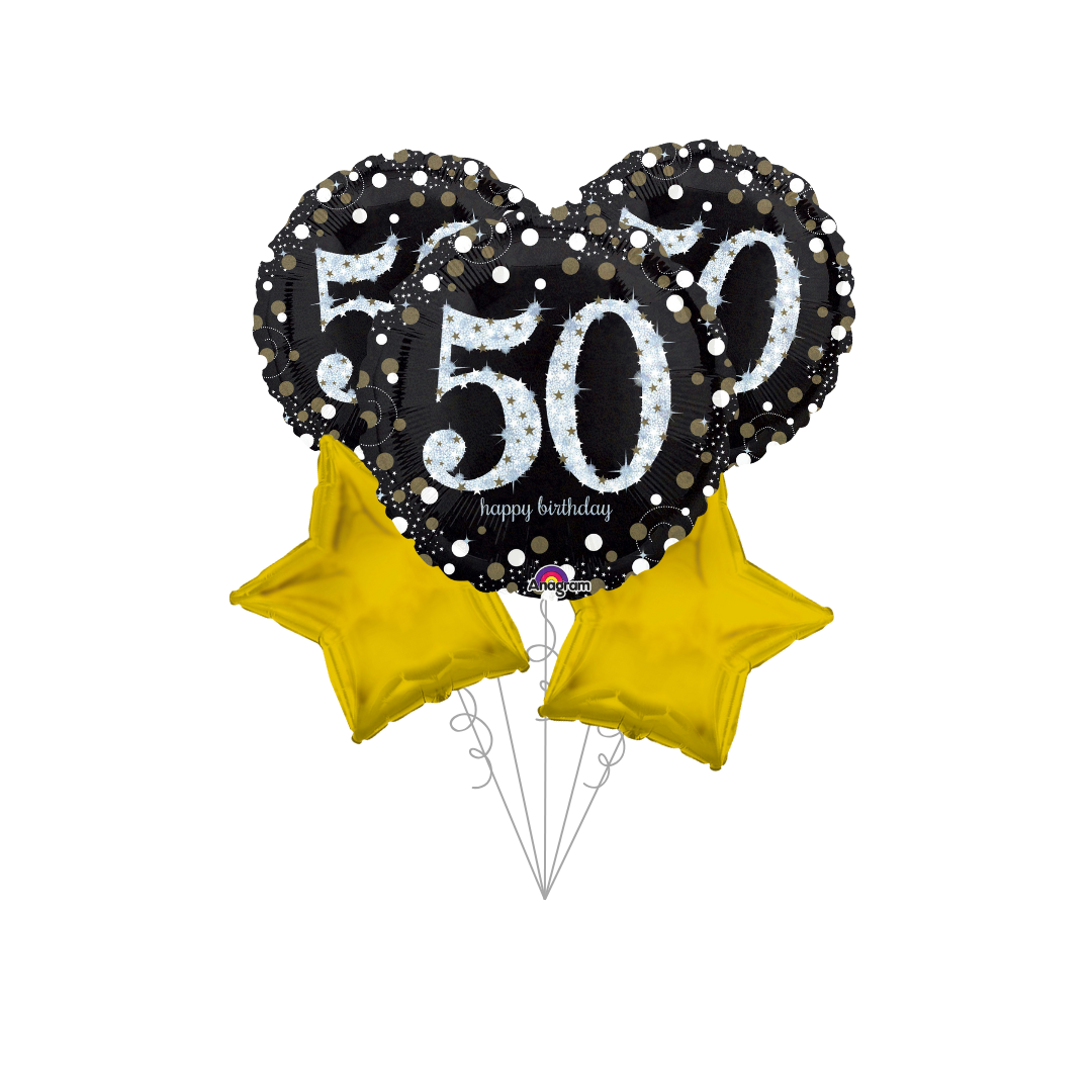 Sparkling Golden Age 50th Birthday Balloon Bundle