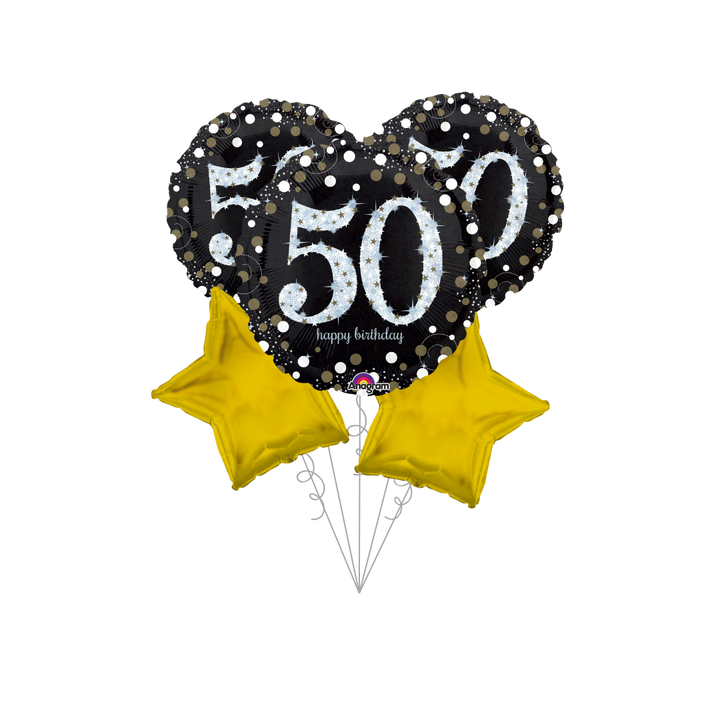 Sparkling Golden Age 50th Birthday Balloon Bundle