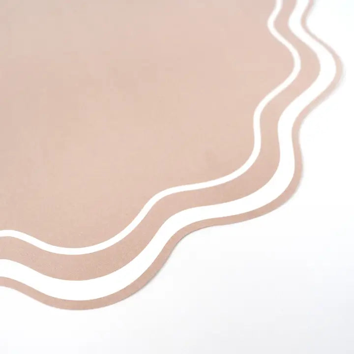 Beige Wavy Scallop Paper Placemats