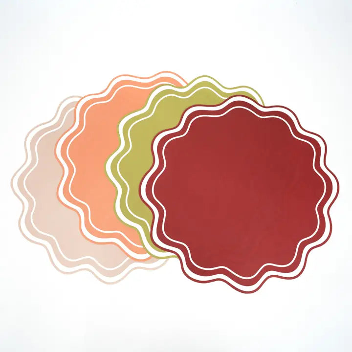 Beige Wavy Scallop Paper Placemats