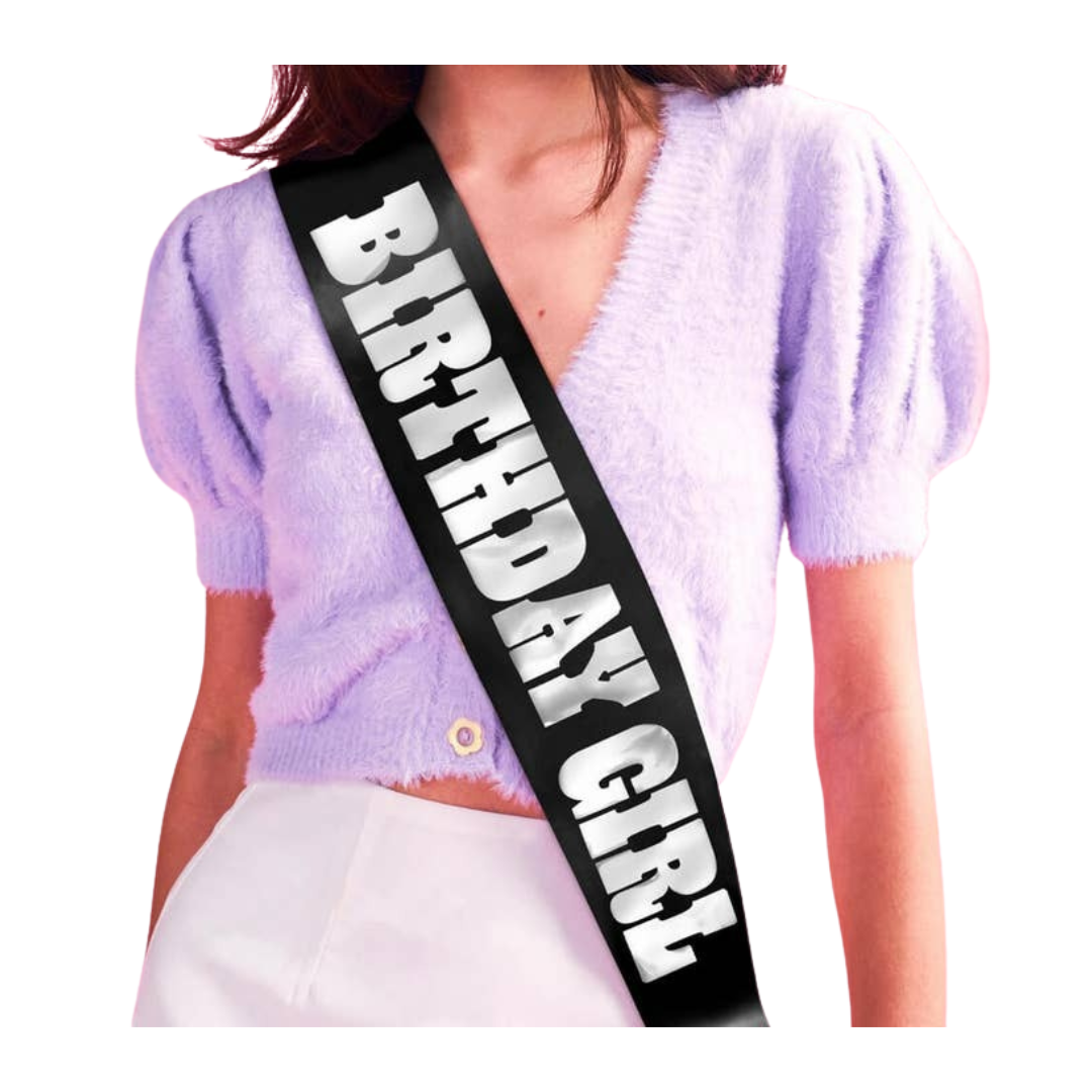 Birthday Girl Black and Iridescent Western Sash