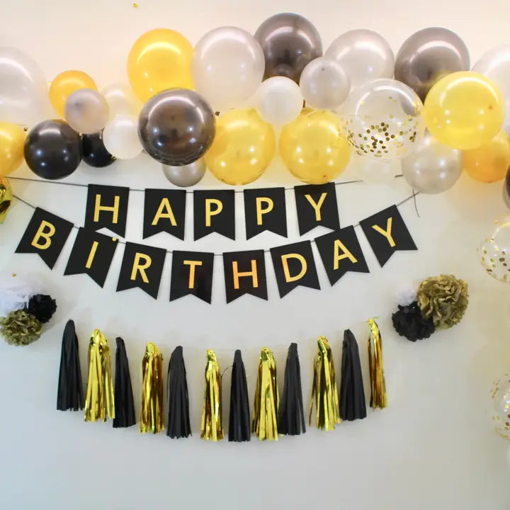 Black & Gold Birthday Decoration Kit - (80pk)