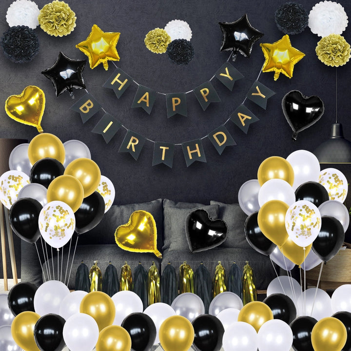 Black & Gold Birthday Decoration Kit - (80pk)