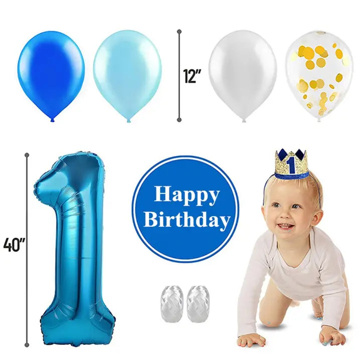 Blue 1st Birthday Decoration Kit - (40pk)