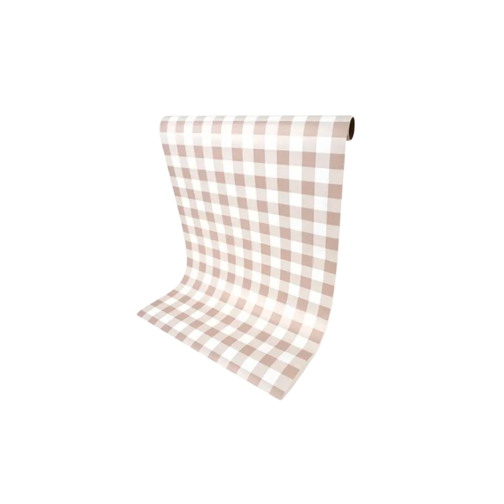 Brown Gingham Paper Table Runner