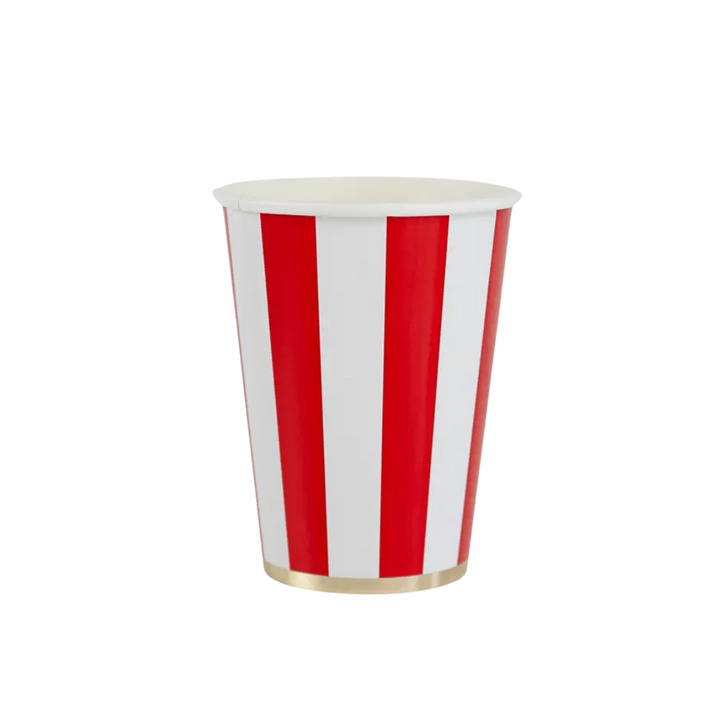 Cherry Red Cabana Stripe Cups