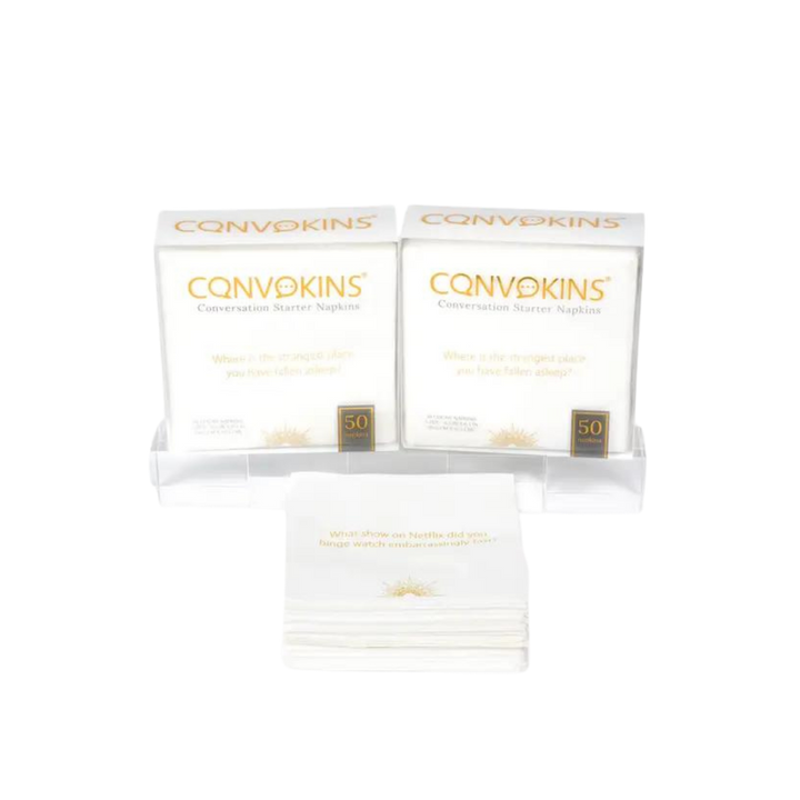 White and Gold CONVOKINS® Everyday Conversation Starter Cocktail Napkins