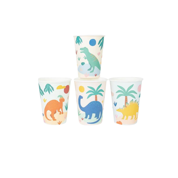 White Dinosaur Theme Cups