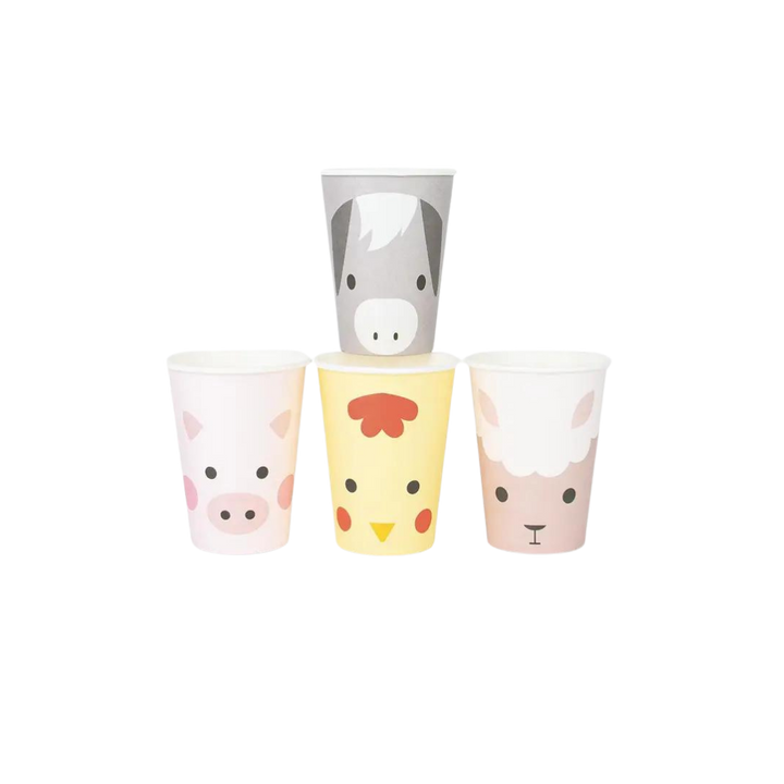 Multicolored Farm Animals Cups