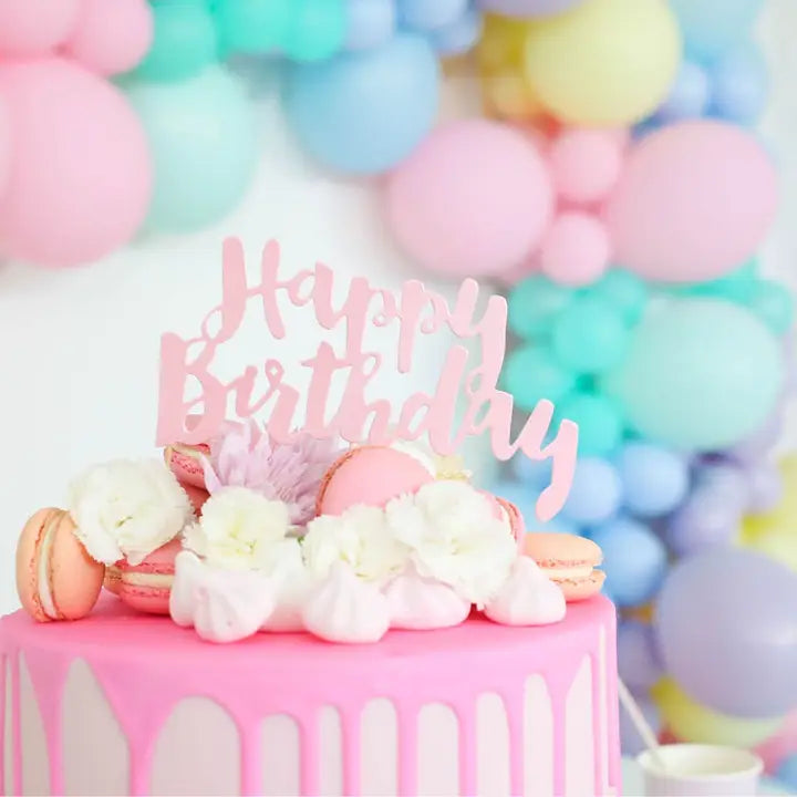 Cake Topper - Happy Birthday - Pink Foil