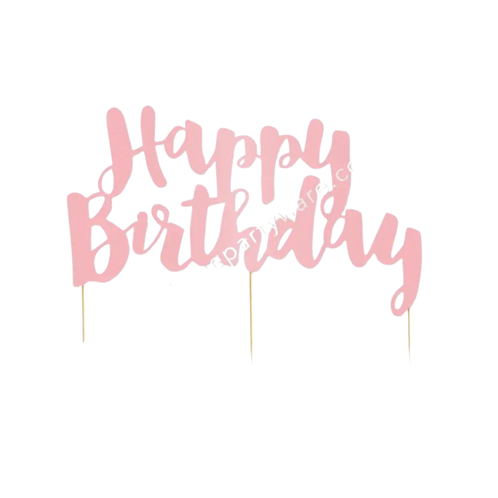 Cake Topper - Happy Birthday - Pink Foil