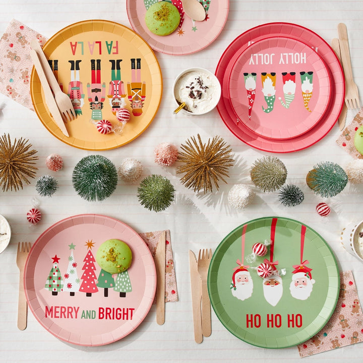 Multicolored Christmas Characters Small Appetizer Dessert Plates