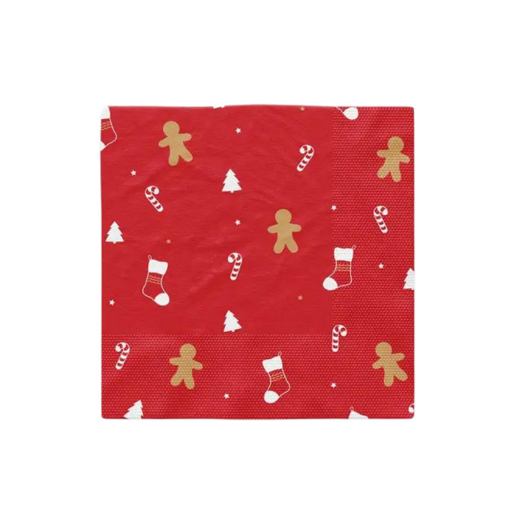 Red and Gold Classic Christmas Icon Cocktail Napkins