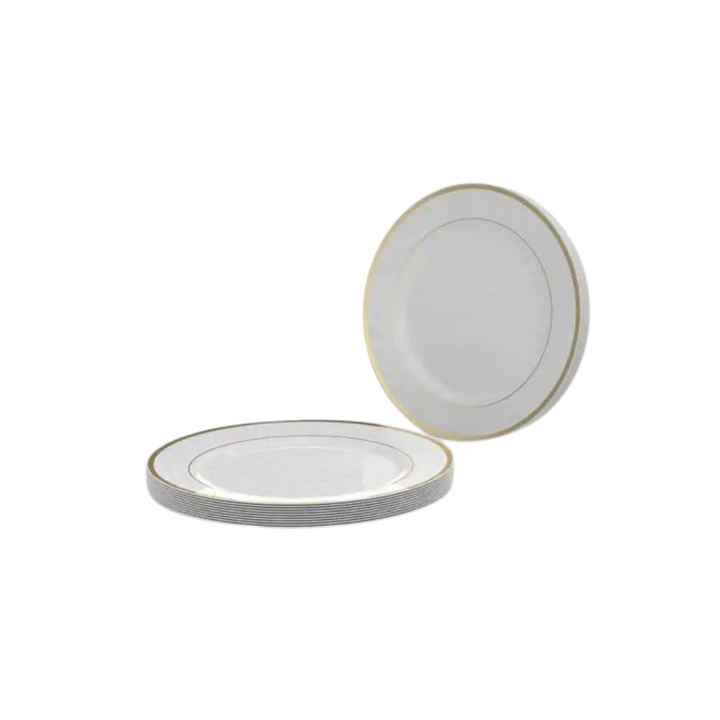 Classic White Gold Rimmed Plastic Plates