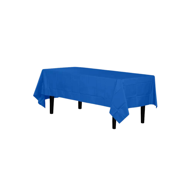 Dark Blue Disposable Plastic Tablecloth - 54 in. x 108 in.