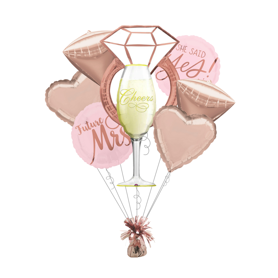 Premium Blush Engagement Foil Balloon Bundle with Balloon Weight