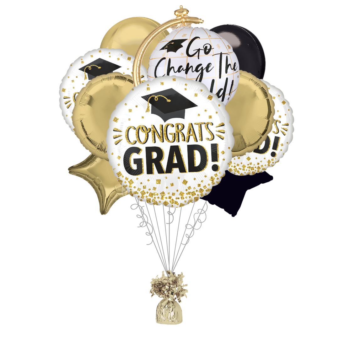 Gold Glitter Congrats Grad Balloon Bundle