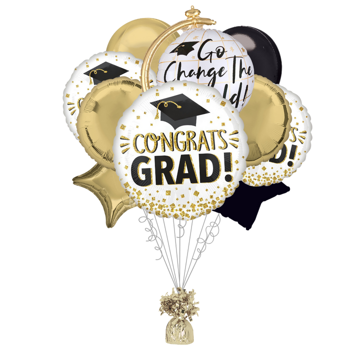 Gold Glitter Congrats Grad Balloon Bundle