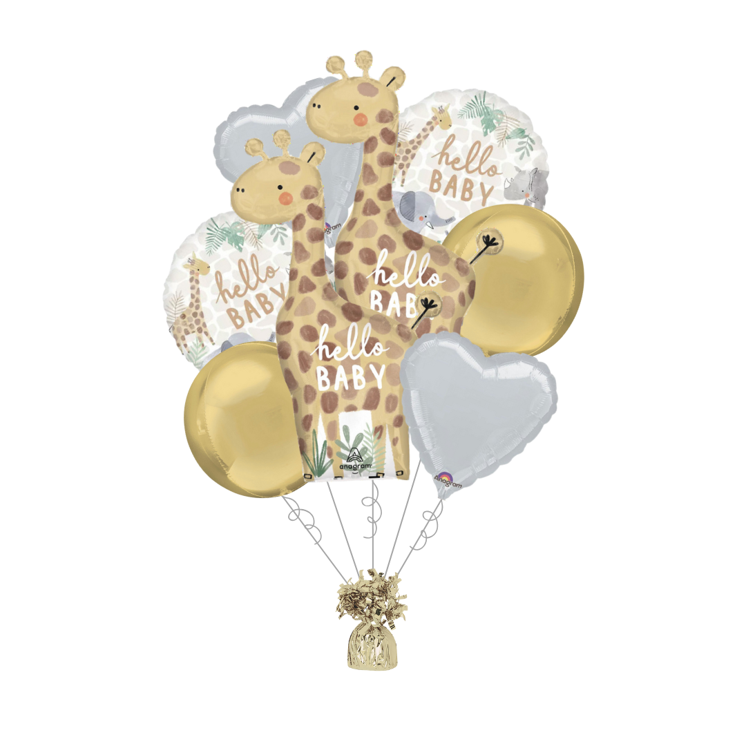 Premium Soft Jungle Baby Shower Foil Balloon Bundle with Balloon Weight