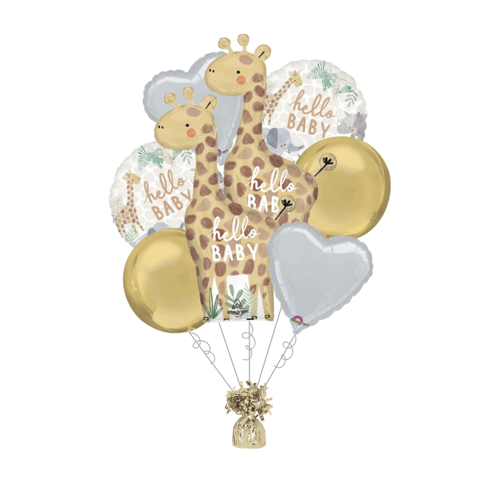 Premium Soft Jungle Baby Shower Foil Balloon Bundle with Balloon Weight