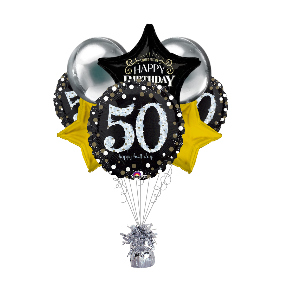 Sparkling Golden Age 50th Birthday Balloon Bundle